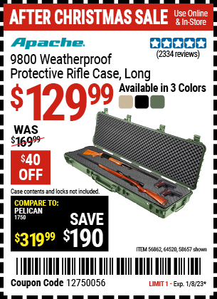 APACHE: 9800 Weatherproof Protective Rifle Case, Long, Black