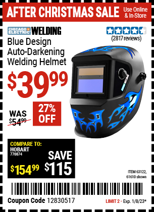 CHICAGO ELECTRIC WELDING: Blue Design Auto-Darkening Welding Helmet