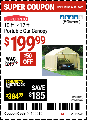 COVERPRO: 10 ft. x 17 ft. Portable Car Canopy