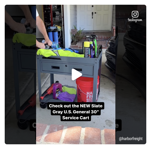 U.S. GENERAL: 30 in. Service Cart with Drawer, Slate Gray - video