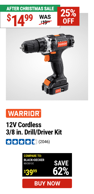 WARRIOR: 12V Cordless 3/8 in. Drill/Driver Kit