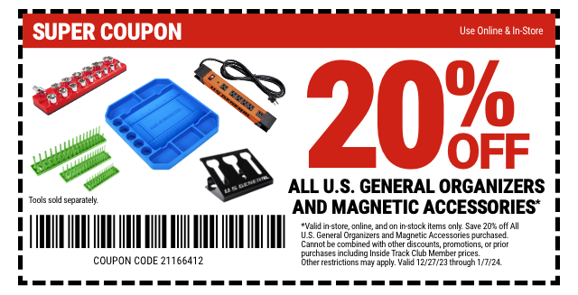 20% OFF ALL U.S. GENERAL ORGANIZERS AND MAGNETIC ACCESSORIES