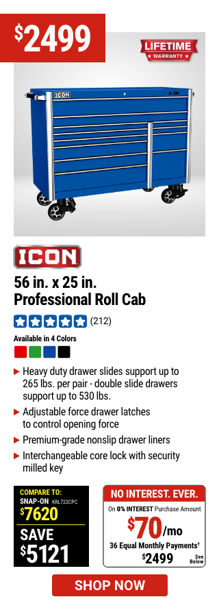 ICON: 56 in. x 25 in. Professional Roll Cab