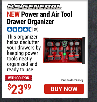 U.S. GENERAL: Power and Air Tool Drawer Organizer