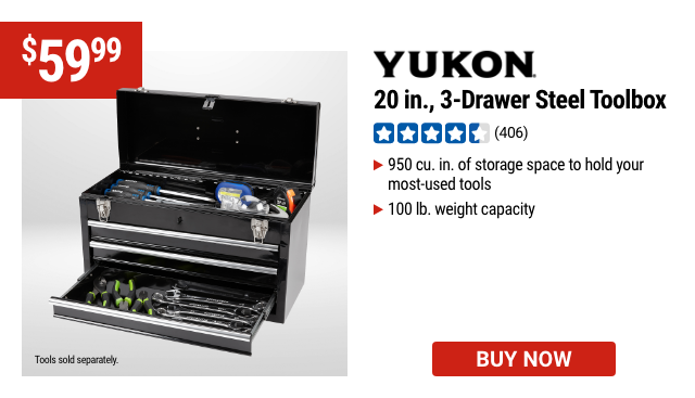 YUKON: 20 in. 3 Drawer Steel Toolbox