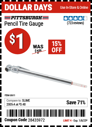 PITTSBURGH AUTOMOTIVE Pencil Tire Gauge