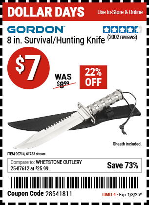 GORDON 8 in. Survival/Hunting Knife