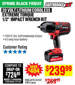 View 20V Max Lithium 1/2 in. Cordless Xtreme Torque Impact Wrench Kit