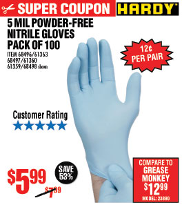 5 mil Nitrile Powder-Free Gloves 100 Pc Medium