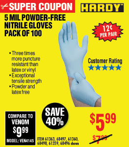 5 mil Nitrile Powder-Free Gloves 100 Pc Medium