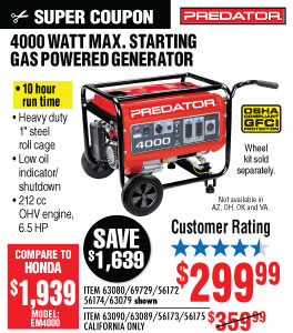 4000 Max Starting Watt Max Starting Gas Powered Generator