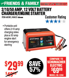 10/2/50 Amp 12V Manual Charger With Engine Start