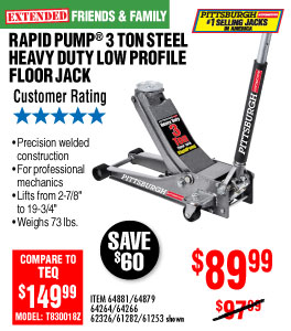 3 ton Low Profile Steel Heavy Duty Floor Jack with  Rapid Pump??