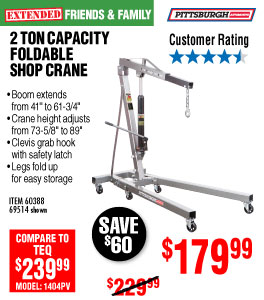 2 ton Capacity Foldable Shop Crane