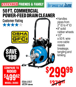 50 ft. Commercial Power-Feed Drain Cleaner with GFCI