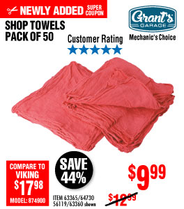 Mechanic's Shop Towels 14x13 50 Pk.
