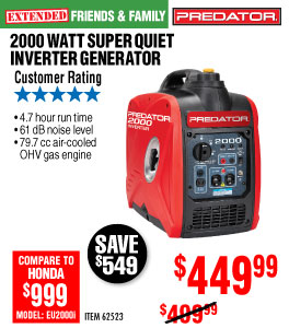 2000 Watt Super Quiet Inverter Generator