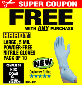 5 mil Nitrile Powder-Free Gloves 10 Pc Large