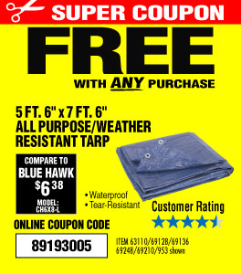 5 ft. 6 in. x 7 ft. 6 in. Blue All Purpose/Weather Resistant
Tarp