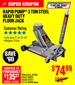 View 3 ton Steel Heavy Duty Floor Jack with Rapid Pump??