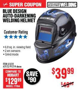 View Blue Design Auto Darkening Welding Helmet