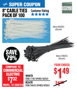 View 8 in. White Cable Ties 100 Pk.