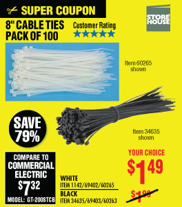 View 8 in. White Cable Ties 100 Pk.