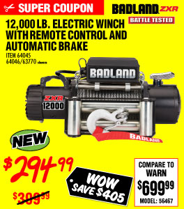 12000 lb. Off-Road Vehicle Electric Winch with Automatic
Load-Holding Brake