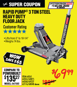 View 3 ton Steel Heavy Duty Floor Jack with Rapid Pump??