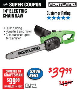 View 9 Amp 14 in. Electric Chainsaw