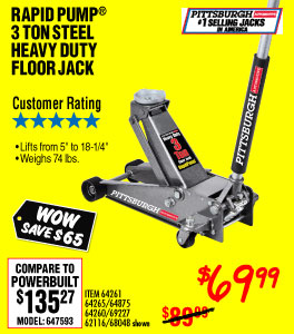 3 ton Steel Heavy Duty Floor Jack with Rapid Pump®