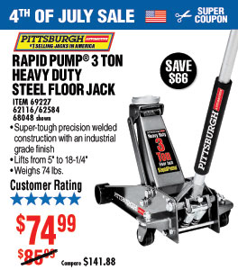 3 ton Steel Heavy Duty Floor Jack with Rapid Pump