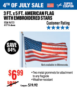 3 Ft. x 5 Ft. American Flag with Embroidered Stars