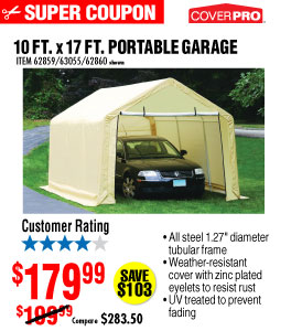 10 ft. x 17 ft. Portable Garage