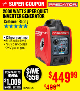 2000 Watt Super Quiet Inverter Generator