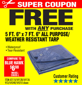 5 ft. 6 in. x 7 ft. 6 in. Blue All Purpose/Weather Resistant Tarp