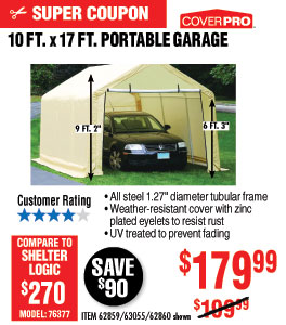 10 ft. x 17 ft. Portable Garage