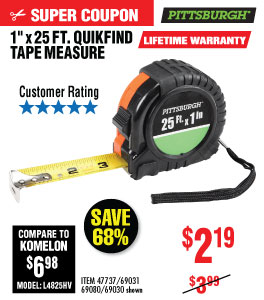 25 ft. x 1 in. QuikFind Tape Measure with ABS Casing