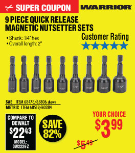 SAE Quick Release Magnetic Nutsetter Set 9 Piece