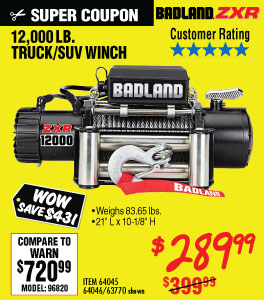 View 12000 Lbs. Off-Road Vehicle Electric Winch With Automatic Load-Holding Brake