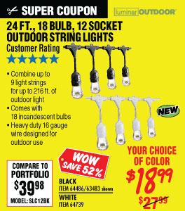View 24 Ft. 12 Bulb Outdoor String Lights