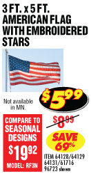 View 3 Ft. X 5 Ft. American Flag With Embroidered Stars