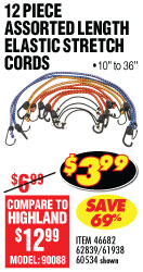 View 12 Pc Assorted Length Elastic Stretch Cords