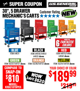 View 30 in. 5 Drawer Blue Mechanic's Cart