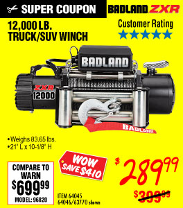 View 12000 lbs. Off-Road Vehicle Electric Winch with Automatic Load-Holding Brake