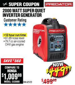 View 2000 Watt Super Quiet Inverter Generator