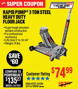 3 ton Steel Heavy Duty Floor Jack with Rapid Pump