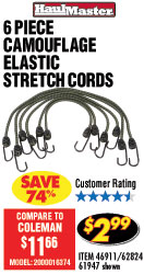 6 Pc Camouflage Elastic Stretch Cords