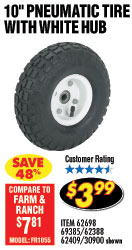  10 in. Pneumatic Tire with White Hub