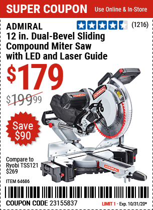 12 in. Dual-Bevel Sliding Compound Miter Saw with LED & Laser Guide